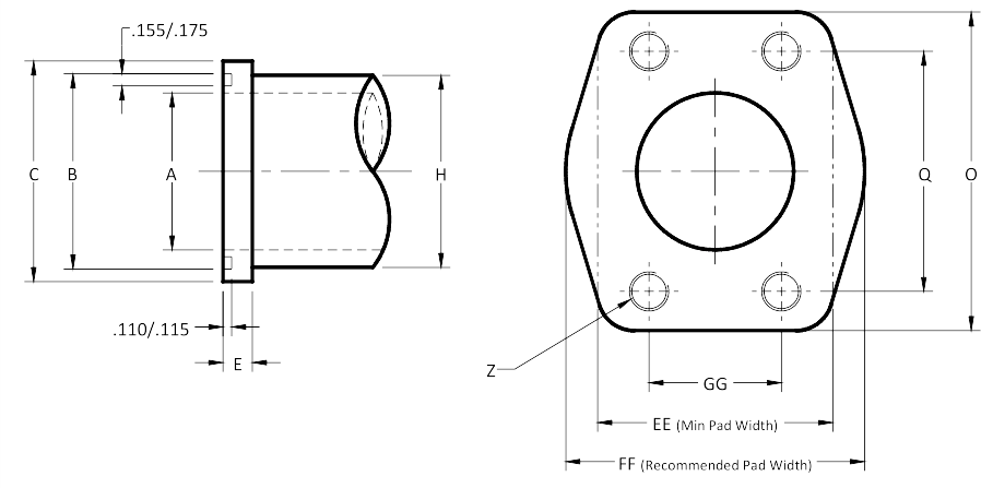 spec SAE J514C 4-Bolt Flange Specification